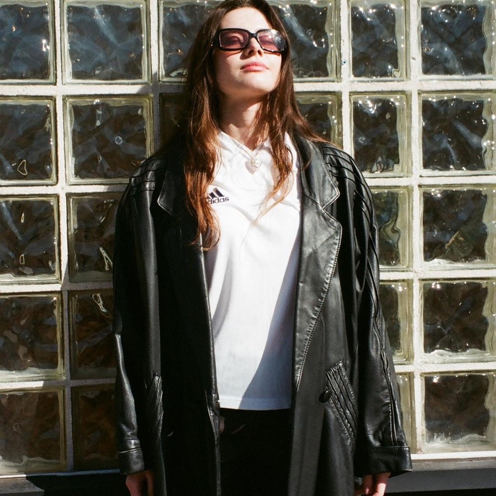 Vintage Avanti Longline Black Leather Jacket. Size L